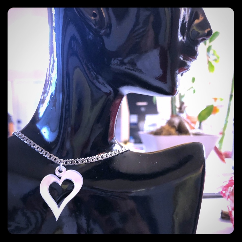 Handmade Laser cut mirror heart necklace pendant